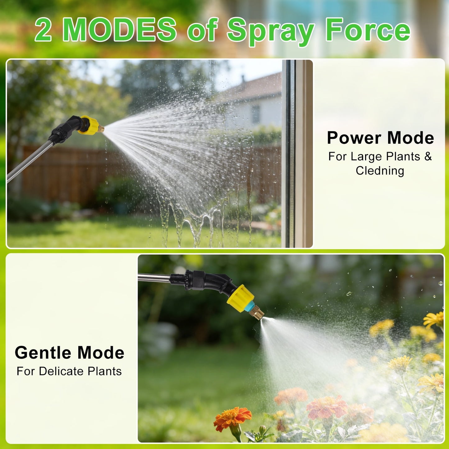 Merryhome Battery Powered Sprayer, 2.1 Gallon/8L Electric Sprayer with 3 Mist Nozzles, USB Rechargeable Handle, Retractable Wand & Adjustable Strap for Lawn, Garden, Yard and Weed Control