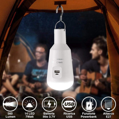 Emergency Light Rechargeable Tent Lamp Hiking Backpacking Night E27 Bulb Portable Cordless Hanging Lantern Lighting