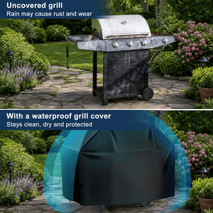 Merryhome 58 in BBQ Grill Cover, 420D Heavy Duty Waterproof Gas Grill Cover for Outdoor Grill, UV, Fade and Rip Resistant with Adjustable Drawstring