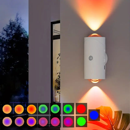 PUCACHI 2-Pack Rechargeable LED Night Light with Motion Sensor, RGB Color Changing & Dimmable Ambient Wall Light for Bedroom, Living Room, Hallway (7 Colors, Wireless, USB-C)