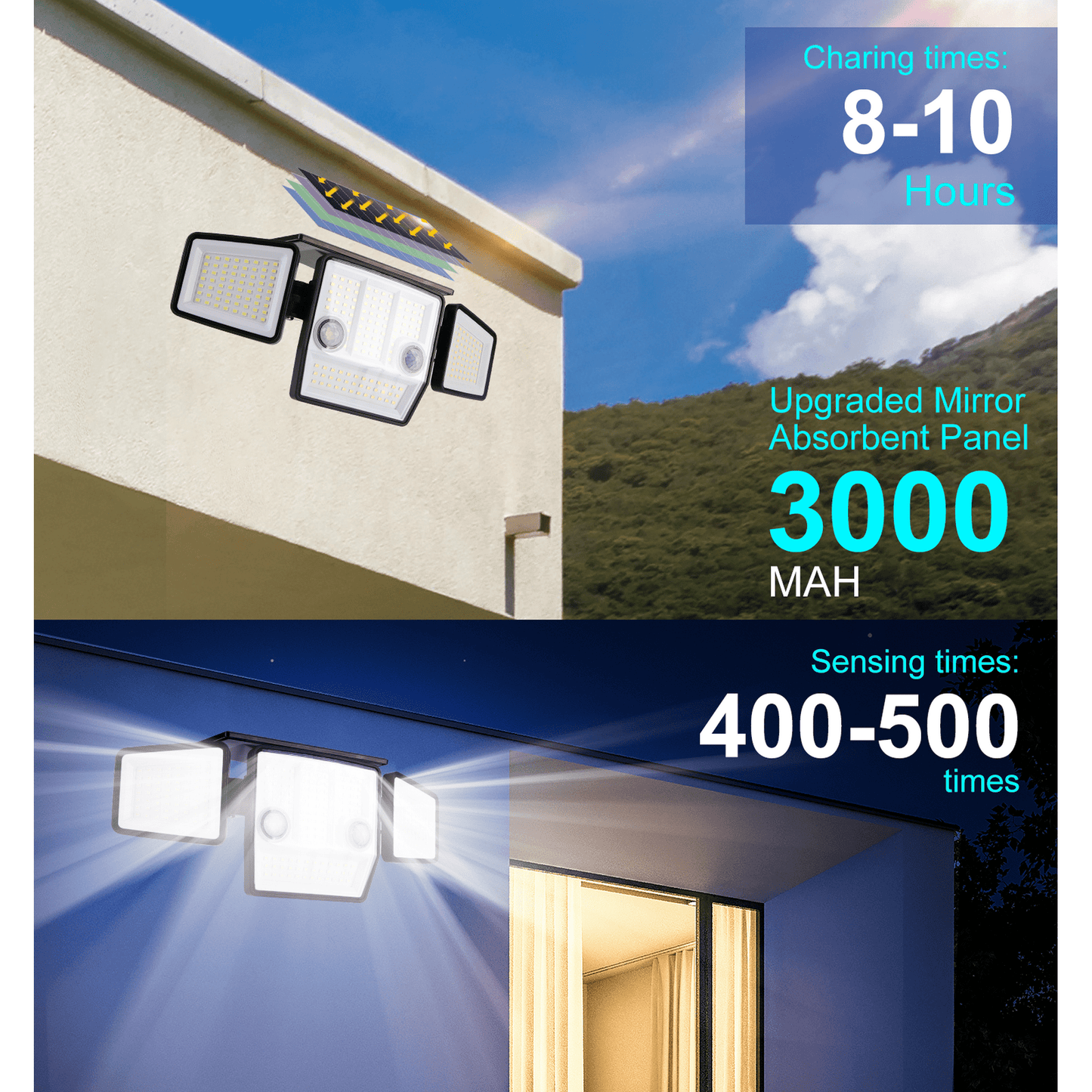4pcs Solar Lights Outdoor - 248 LED 3000LM Waterproof Motion Sensor Security Lights with Wireless Remote Flood Lights for Patio Garage Yard Entryways