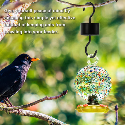 kidsjoy Moat for Hummingbird Oriole Feeder: 4 Pack Hummingbird Feeder Accessory Hooks with 4 Clean Brushes,Ant Guard in Nectar Feeder for Outdoors(Black)