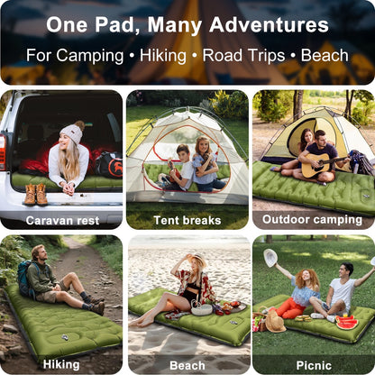 Sleeping Pad for Camping,6" Thick Inflatable Air Mattress with Built-in Foot Pump Pillow, Ultralight Self-Inflating Mat for Tent & Hiking