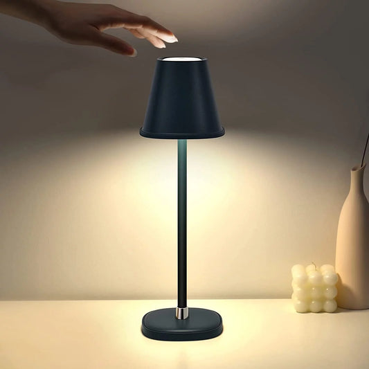 LED Cordless Table Lamps, 3 Colors Stepless Dimming, LED Desk Lamp for Bedroom, Couple Dinner, Desk, Cafe, Dining Room, Terrace