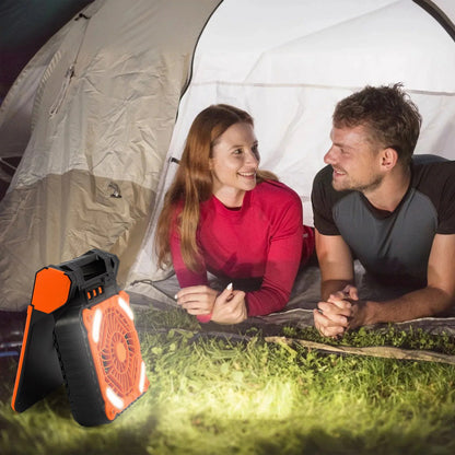 10400mAh Solar Camping Fan with Light,Camping Fan with Solar Panel,3 Timer Settings & 4 Speeds USB Rechargeable Solar Powered Fan for Camping Fishing Travel Hurricane Power Outage（Orange）