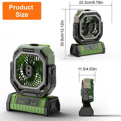 Merryhome 10000mAh Portable Camping Misting Fan,Oscillating Camping Fan with Light,Rechargeable Fan with 9oz Water Tank,4 Speed & 4 Timer Settings Outdoor Fan for Camping（Green） ﻿ ﻿