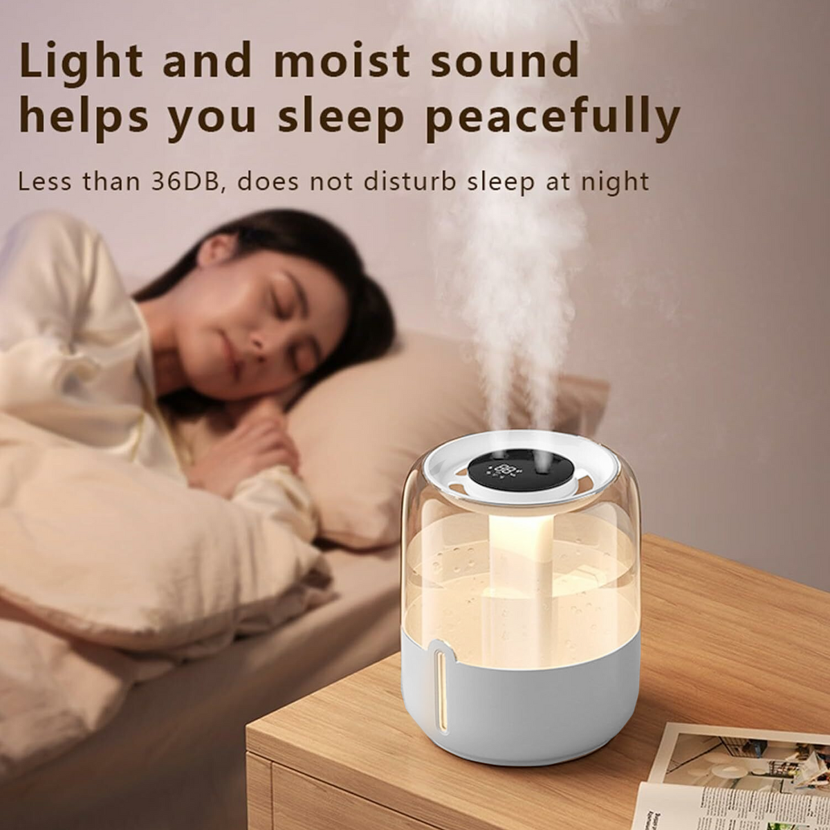 Merryhome Humidifiers for Room,4L Cool Mist Humidifier,Top Fill Smart Cool Mist Air Humidifiers with Nightlight,3-Speed Quiet & Large Vaporizers for Bedroom,Home,Large Room,Baby Nursery and Plants（White）