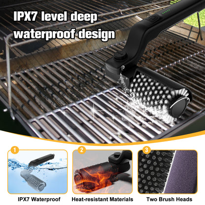 Merryhome Electric Grill Brush,3-Speed Settings Cordless BBQ Grill Brush,180° Adjustable Head,90 Mins Grill Cleaner for BBQ Grates,Griddles & Smokers,No Bristle Shedding Father's Day Gift