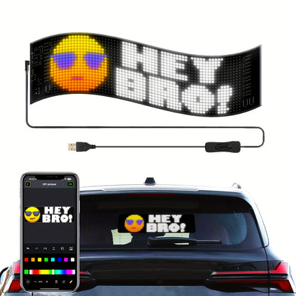 WHATOOK Scrolling LED Sign, Programmable Flexible LED Matrix Panel, Bluetooth Application Control DIY LED Sign for Car Party Wedding Festival