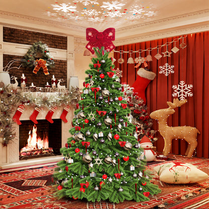 Christmas Tree Toppers Lighted, Christmas Butterfly Tree Topper with Built-in LED Rotating Lights, 3D Glitter Projection for Xmas Party Holiday Decorations