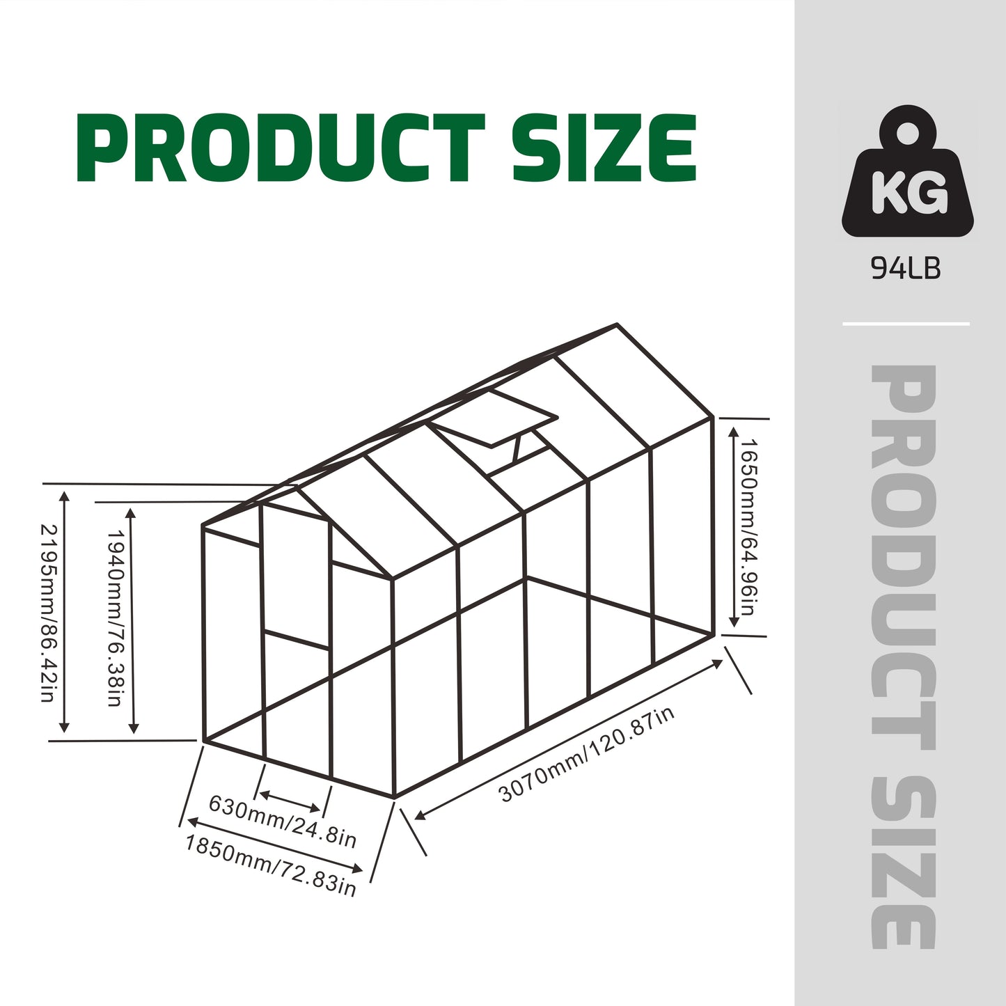 WHATOOK Gain height windproofaluminum greenhouse 6x10 FT Polycarbonate Greenhouse Raised Base and Anchor Aluminum Heavy Duty Walk-in Greenhouses for Outdoor Backyard in All Season