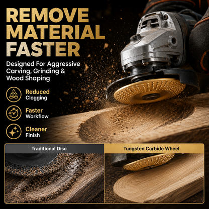 Angle Grinder Polishing Pad, 5PCS Wood Carving Disc Set with Gloves, Carbon Steel Grinding Shaping Wheel for 4-1/2 Inch Grinder, Stump Sanding Polishing Kit