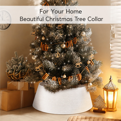 PUCACHI 26in Christmas Tree Collar,Cotton Rope Christmas Tree Ring,Farmhouse Christmas Tree Base Cover,Christmas Tree Skirt for Christmas Tree Decorations