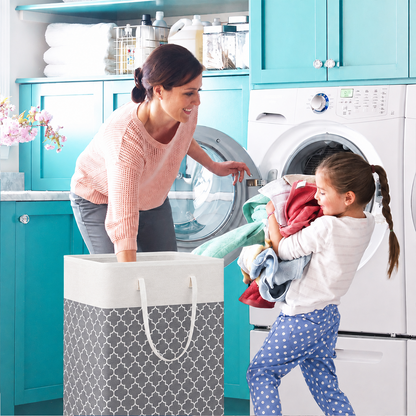 PUCACHI 2 Pack 100L Laundry Hamper Collapsible-Large Laundry Baskets,Freestanding Waterproof Clothes Hamper with Easy Carry Handles in Laundry Room Bedroom Bathroom College Dorm for Adults,Grey
