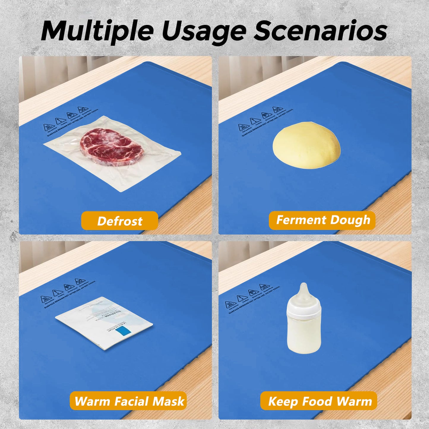 Food Warming Mat with 10 Level Temperature,Warming Mat for Food,Fast Heating Silicone Electric Warming Tray for Party,Family Dinner,Residential,Commercial,Travel（Blue）