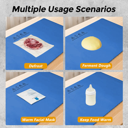 Food Warming Mat with 10 Level Temperature,Warming Mat for Food,Fast Heating Silicone Electric Warming Tray for Party,Family Dinner,Residential,Commercial,Travel（Blue）