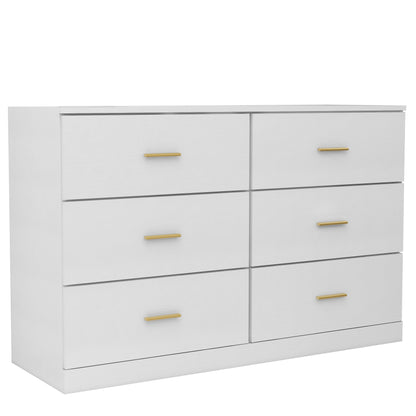 WHATOOK Modern White 6-Drawer Dresser For Bedroom - Ample Storage Wide Chest Of Drawers, Sturdy & Safe Natural Engineered Wood Furniture Primary Living Space Cabinets