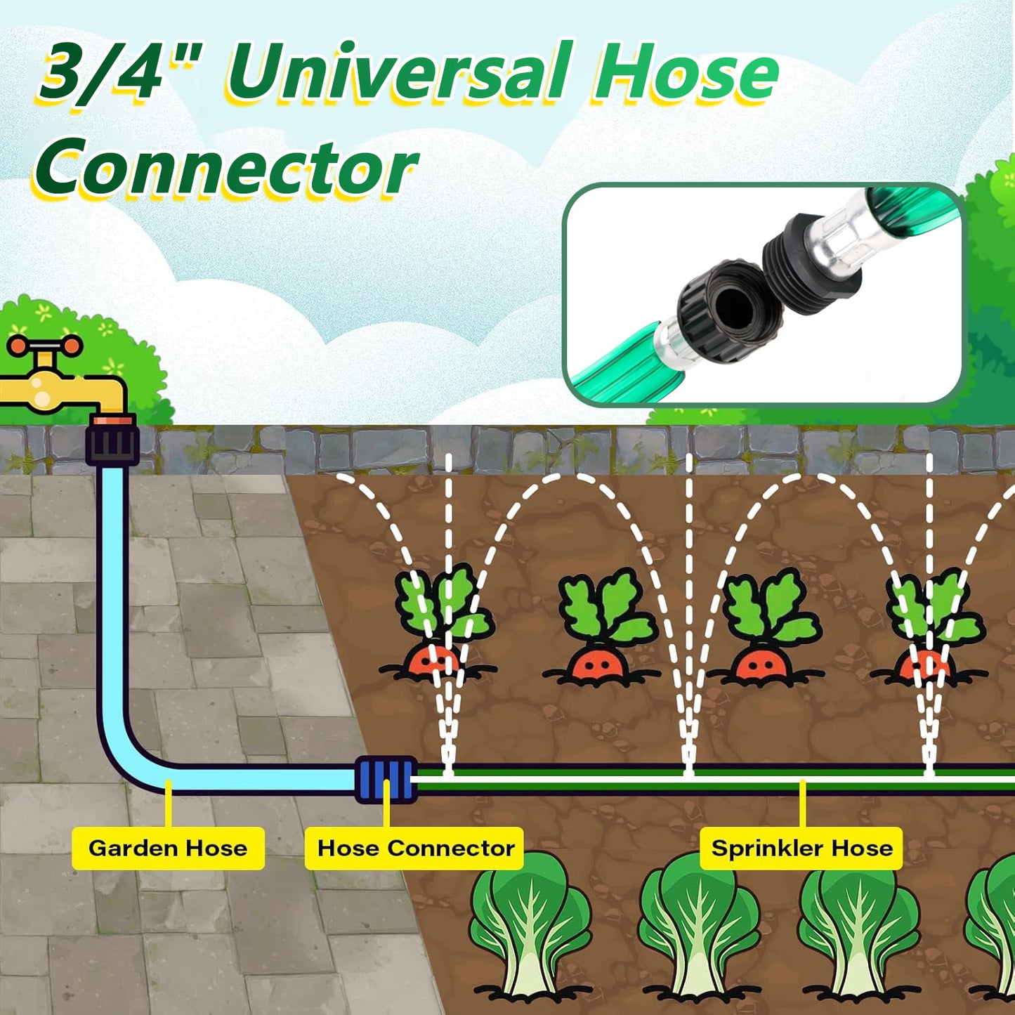 PUCACHI Soaker Hose 25ft Garden Irrigation Hose, Heavy Duty 3-Row Drip Hose with Even Water Distribution, Water Saving Lawn and Garden Watering System