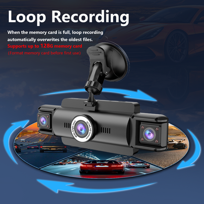 PUCACHI 4 Channel Dash Cam,4K 360 Full View Front Rear Left Right Car Camera, 2.4GHz WiFi App, Night Vision, G-Sensor, Loop Recording, 64GB Card