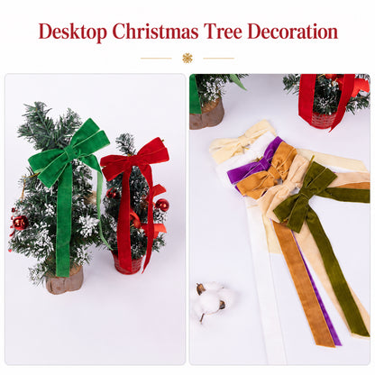 PUCACHI 24Pcs Red Velvet Ribbon Christmas Bows for Christmas Tree,5 x 10in Xmas Ornaments for Tree Front Door Wreath Holiday Gift Wrapping Bows
