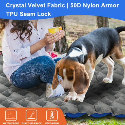 Camping Sleeping Pad, Ultralight Inflatable Air Mattress Built-in Foot Pump, Compact & Waterproof for Camping Backpacking Hiking Traveling Tent - Upgraded Fleece-Lined Version