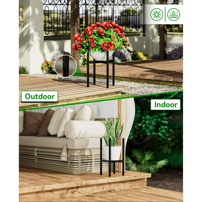 Hoofun Adjustable Metal Plant Stand for 8-11 Inch Pots Heavy-Duty Indoor/Outdoor Use Rust-Resistant Space-Saving Design Quick Assembly Decorative Holder for Living Room Garden Balcony Home Decor-1Pcs