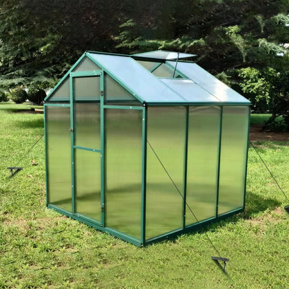 WHATOOK Gain height windproofaluminum greenhouse 6x6 FT Polycarbonate Greenhouse Raised Base and Anchor Aluminum Heavy Duty Walk-in Greenhouses for Outdoor Backyard in All Season