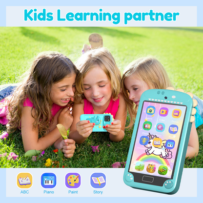 Hoofun Kids Smart Phone for Boys with 4.0" Large Touchscreen, 32G Card for Age 3-10 Kids Toys Cell Phone with Holographic Pyramid, Toddler Learning Toy, Dual Lens, Music Player