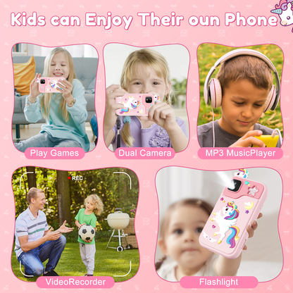 Kids Smart Phone for Girls, Christmas Birthday Gifts for Girls Age 3-10 Kids Toys Cell Phone, 2.8" Touchscreen Toddler Learning Play Toy Phone with Dual Camera, Game, Music Player, 32GB Card