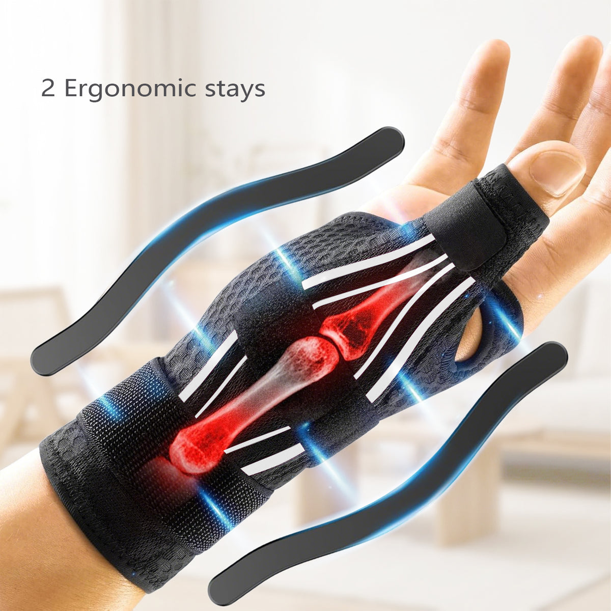 Merryhome Thumb Brace for Right & Left Hand, Wrist Brace with 2 Metal Splints, Ideal for De Quervain's Tenosynovitis, Arthritis, Sprains, 1 Pack（White）