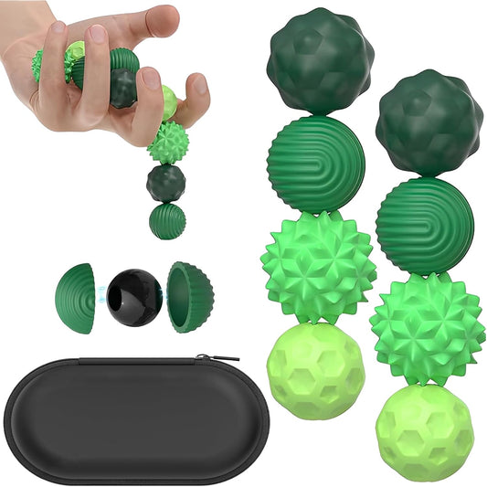 Teblint Magnetic Balls Fidget Toys, 8 Pcs Stress Relief Sensory Toys for Adults and Teens, Peace of Hands and Anxiety Mind, Attracting Stress Ball with Silicone Shell (Green Series)