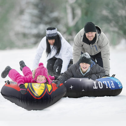 WHATOOK 47 Inch 1-Pack Inflatable Snow Sled for Kids and Adults, Thick and Durable Hard Bottom Snow Sled with Handle, Winter Outdoor Sports Toys for Boys Girls Family Activities