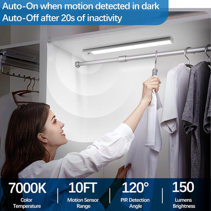 Kidsjoy LED Motion Sensor Cabinet Light, 11.8inch Under Counter Closet Lighting, Ultra Thin Light Wireless USB Rechargeable Kitchen Night Lights, 60 Bright Lamp Bead for Wardrobe, Closets, Cupboard