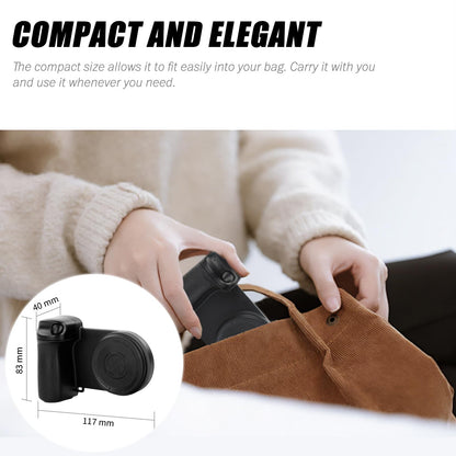 PUCACHI Magnetic Selfie Ring Light with Bluetooth Remote - Rechargeable Snap Grip Handle for iPhone, Smartphone Video/Photo Shooting Accessory
