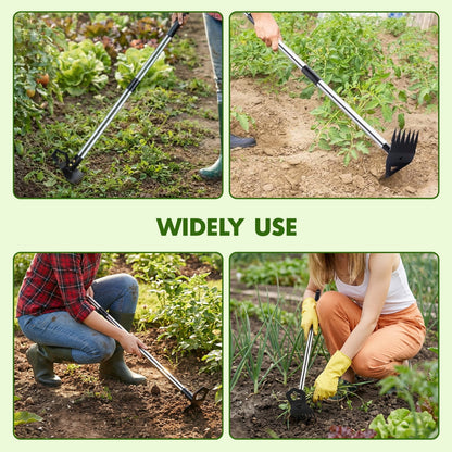 Merryhome 60 Inch Long Handle Stand Up Weed Puller Tool, 2-in-1 8-Tine Weed Rake & Hoe, Heavy Duty Stainless Steel Weeding Tool for Lawn Garden Yard – No Bending, No Kneeling