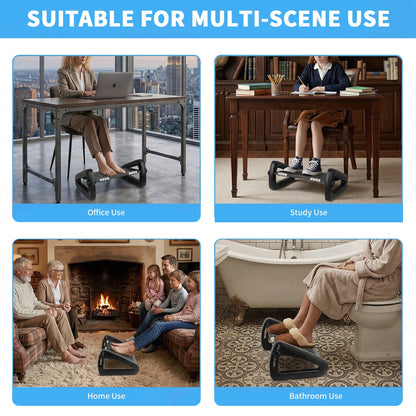 Merryhome Foot Rest Under Desk with 6 Adjustable Heights, Ergonomic Under Desk Footrest with Massage Rollers and Textured Surface for Office, Home and Travel, Black