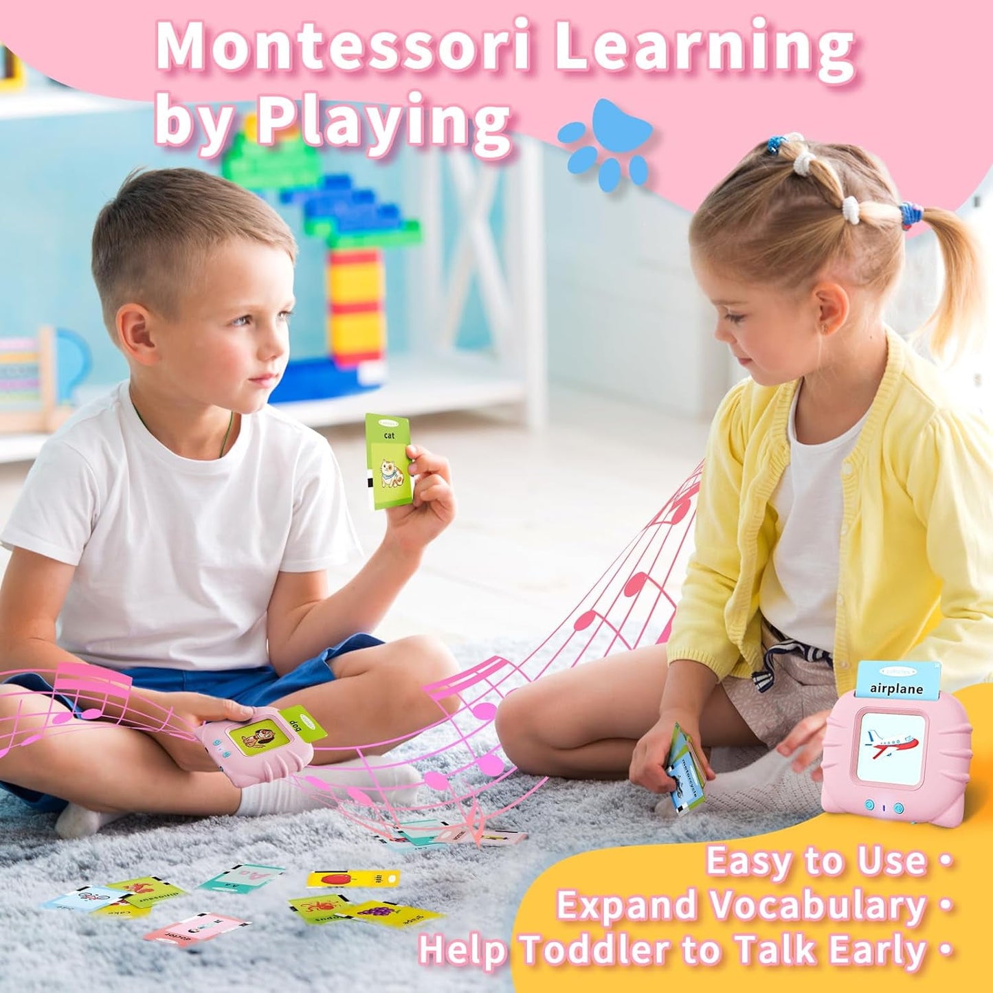 Talking Flash Cards Toys, Pocket Speech Therapy Autism Sensory Toys, Educational Montessori Toys for Birthday