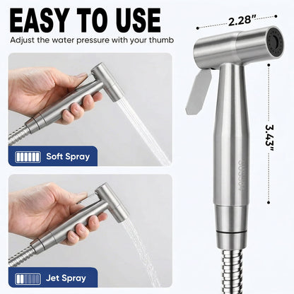 Merryhome Handheld Bidet Sprayer for Toilet, Stainless Steel Bidet Attachment with Adjustable Pressure, Cloth Diaper Sprayer and Feminine Wash