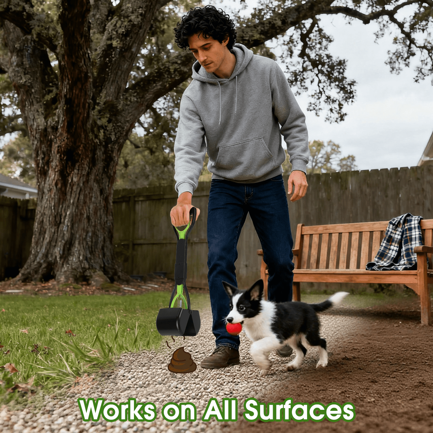 Foldable Dog Pooper Scooper, 23" Long Handle, Leak-Proof & Compact Pet Waste Picker, Plastic, Green – For Large & Small Dogs, Grass or Yard Use