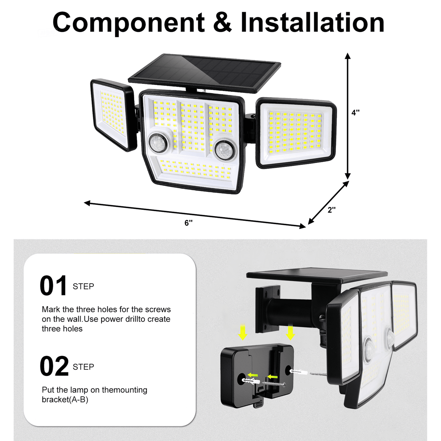 4pcs Solar Lights Outdoor - 248 LED 3000LM Waterproof Motion Sensor Security Lights with Wireless Remote Flood Lights for Patio Garage Yard Entryways