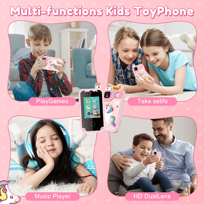 Kids Smart Phone for Girls, Christmas Birthday Gifts for Girls Age 3-10 Kids Toys Cell Phone, 2.8" Touchscreen Toddler Learning Play Toy Phone with Dual Camera, Game, Music Player, 32GB Card