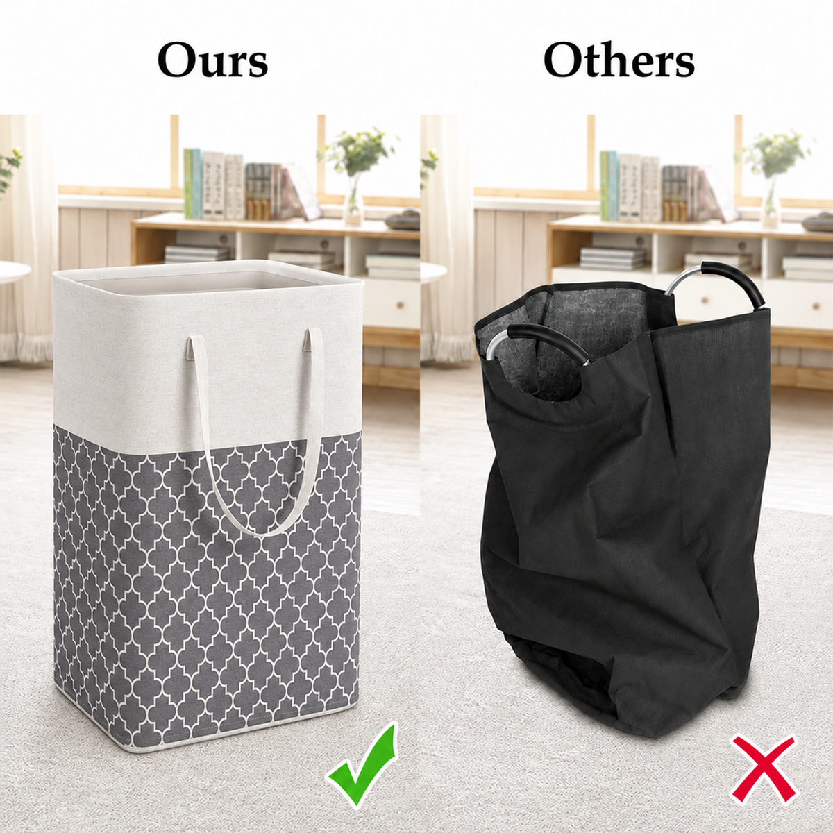 PUCACHI 2 Pack 100L Laundry Hamper Collapsible-Large Laundry Baskets,Freestanding Waterproof Clothes Hamper with Easy Carry Handles in Laundry Room Bedroom Bathroom College Dorm for Adults,Grey
