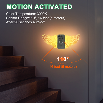 2 Pieces LED Night Lights with Motion Sensor - Dimmable, Magnetic Rechargeable, Auto on/off, 3 Lighting Modes, for Walls, Bathrooms, Stairs, Kids' Bedrooms, Indoor/Outdoor (Warm White)