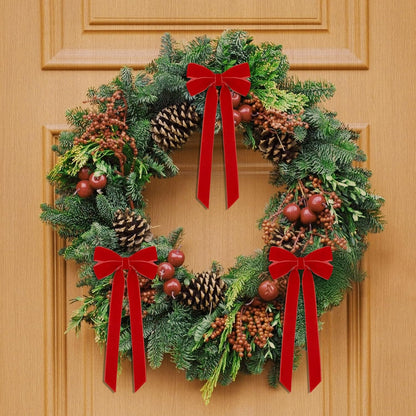PUCACHI 24Pcs Red Velvet Ribbon Christmas Bows for Christmas Tree,5 x 10in Xmas Ornaments for Tree Front Door Wreath Holiday Gift Wrapping Bows
