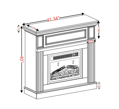 Electric Fireplace with Mantel,fireplace mantel surround with 23" Fireplace Insert, Adjustable Flame, Remote Control, Cherry,41.34"W*14"D*40"H