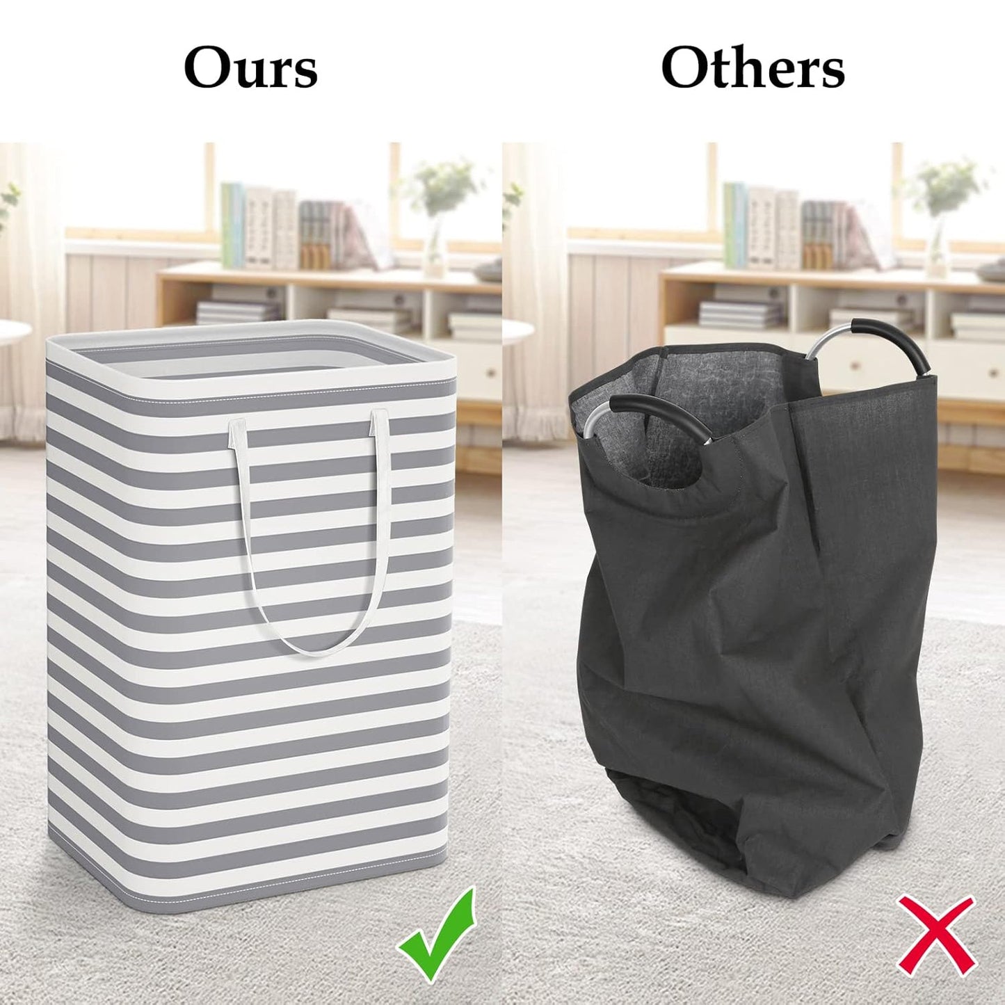Collapsible Laundry Basket,2Pcs 75L Large Laundry Hamper,Freestanding Laundry Basket Hamper with Handles Waterproof Clothes Hamper Organizer for Easy Storage,Gradient Grey - 15.7*11.8*24.4in