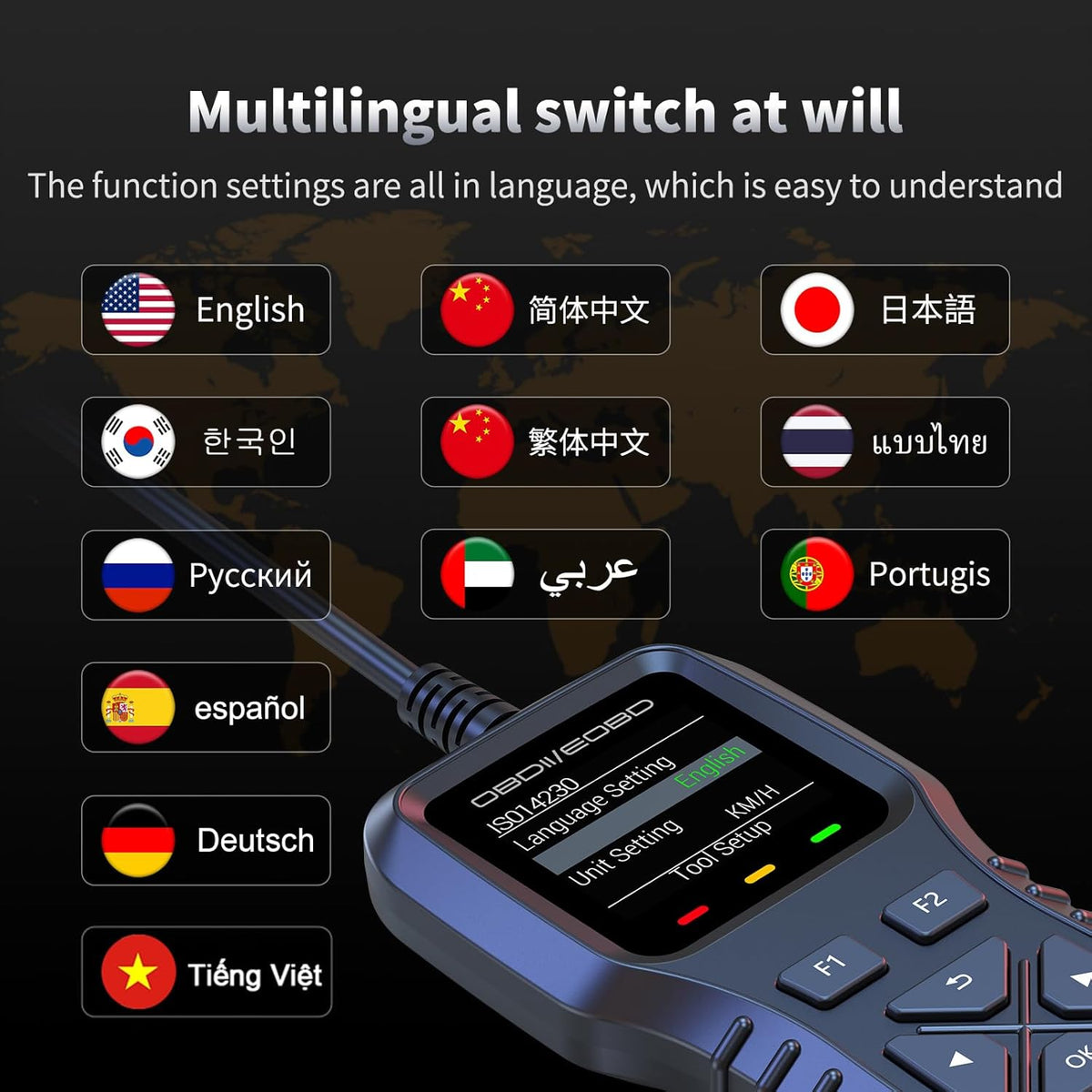 Car OBD2 Scanner,Auto Diagnostic Tool,Car Code Reader for Check Engine Light,Real-Live Data,Freeze Frame with Colorful Screen,Multilingual Plug-and-Play Operationfor All OBDIl & EOBD Vehicles