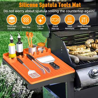 Blackstone Silicone Griddle Mat,Blackstone Griddle Accessories Side Shelf Mat Grill Pad for Outdoor Grill Kitchen Counter Spatula Silicone Mat,L*W:41.7x30cm(Orange)
