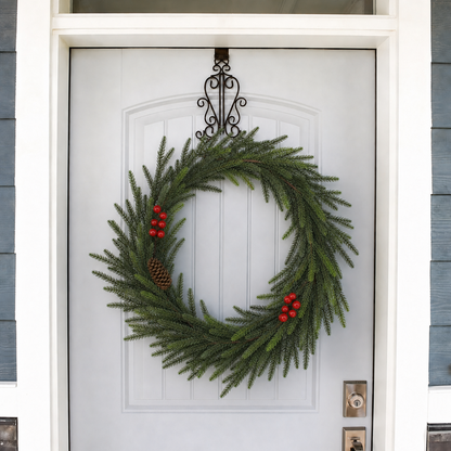 PUCACHI 2 Pcs 6 Ft Christmas Garland,Artificial Norfolk Pine Garlands with Red Berries Pinecone,Artificial Greenery Garland for Table,Mantle,Indoor,Outdoor Christmas Decorations（Green）