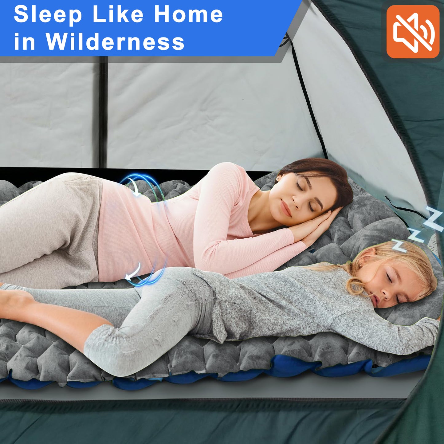 Camping Sleeping Pad, Ultralight Inflatable Air Mattress Built-in Foot Pump, Compact & Waterproof for Camping Backpacking Hiking Traveling Tent - Upgraded Fleece-Lined Version